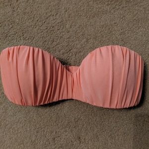 Coral pink bandeau bikini top